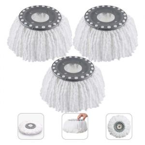 Basetbl - 3Pcs Têtes Microfibre Balai,Tête de Vadrouille Rechange Rond Têtes Mop Rotation à 360 pour Balais Serpillère Rotatif 360°(16 cm)