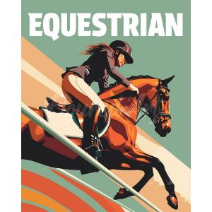 Peinture au num&eacute;ro : Affiche sportive Equitation - toile tendue sur ch&acirc;ssis