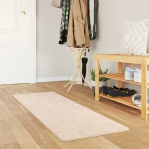 VidaXL Tapis Imprim&eacute; Cr&egrave;me 150 X 50 Cm Polyester Et Pvc