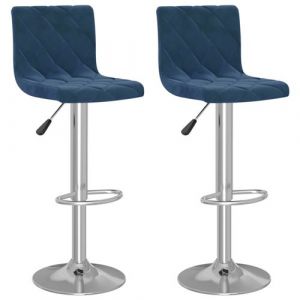 VidaXL Tabourets de bar 2 pcs Bleu Velours