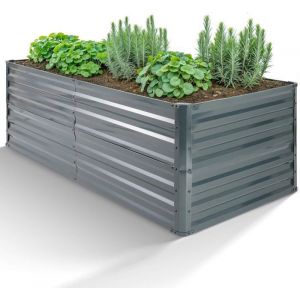 Arebos Lit surélevé en métal 180x90x45 cm | Lit de Jardin en Acier galvanisé | Lit de Plantes résistant aux intempéries & à la Rouille | Lit de légumes rectangulaire pour Jardin & terrasse