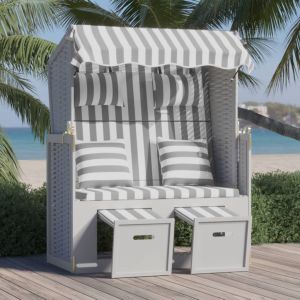 VidaXL Strandkorb avec coussins Résine tressée bois solide Gris blanc