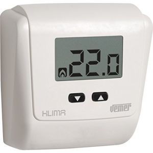 Bigbuy VEMER VE729000 KLIMA LCD - Thermostat Mural électronique, Alimentation Piles, Blanc