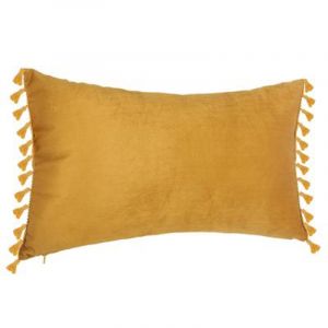 Coussin Déco à Pompons "Ocea" 30x50cm Ocre Prix