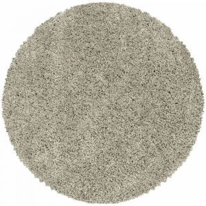 Sydney - Tapis Rond Uni Poils Longs Doux pour Salon, Chambre, Couloir (Greige - 80x80cm)