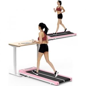 Tapis de marche Portable - Tapis de Course Roulant &eacute;lectrique - 1-10 Km/h Vitesse R&eacute;glable - Avec Bluetooth et &Eacute;cran led - Rose