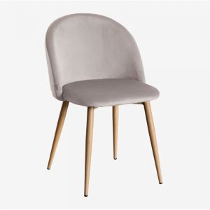 Chaise De Salle À Manger En Velours Kana Bois Naturel