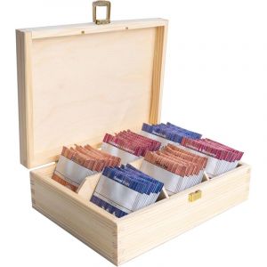 Creative Deco Boite a The en Bois Naturel 21 x 16 x 7 cm 6 Compartiments Cuisine