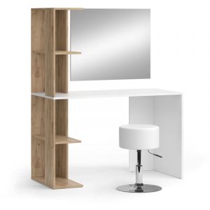 Vicco - Coiffeuse Tower, Blanc/Sonoma, 122.2 cm avec tabouret