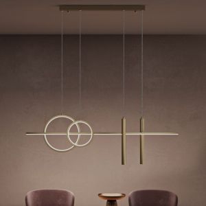 Suspension Luminaire Plafonnier Lustre Chambre Salon Trois Températures de couleur Hauteur Réglable Éclairage Intérieur led Doré 100×100CM 38W