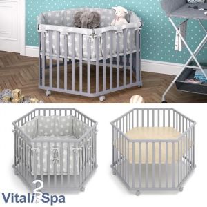 Parc bébé Gris avec tour de parc inclus Vitalispa