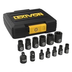 LEXIVON Douille Torx Femelle set de13 | Douilles profilés E Torx, Externe Douilles étoile Taille E4, E5, E6, E7, E8 E10, E12, E14, E16, E18, E20-3/8” à 1/4”, et 1/4” à 3/8” adaptateur incls (LX-147)