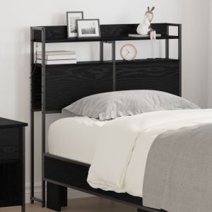 VidaXL T&ecirc;te De Lit De Rangement Ch&ecirc;ne Noir 90 Cm Bois D'ing&eacute;nierie