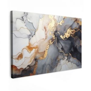 TABLEAU SUR TOILE Marbre - Noir - Or - Blanc Toile Peinture Grand Format XXL 150x100 cm