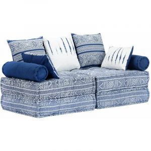 Image de Décoshop26 Coussins canapé de sol poufs modulaire chaise longue en tissu 2 places en tissu indigo DEC021249