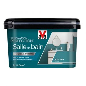 Image de V33 Peinture Rénovation Perfection Salle de Bain Bleu Lagon Satin 2L