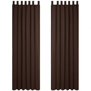 Lot de 2 Rideaux Occultant Isolant Thermiques Salon à Pattes, Taille Moyenne, 140x245 cm, Chocolat - Chocolat - Deconovo