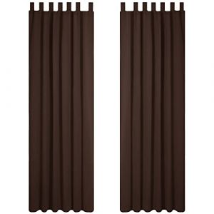 Lot de 2 Rideaux Occultant Isolant Thermiques Salon à Pattes, Taille Moyenne, 140x245 cm, Chocolat - Chocolat - Deconovo