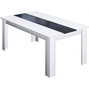 Table à manger vegas 8 personnes blanche et noir 160 cm -