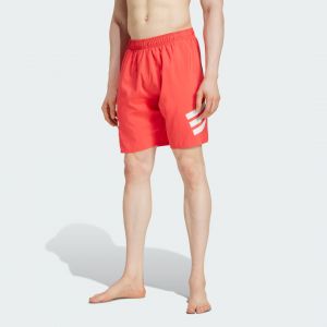 Adidas Maillot de bain 8 pouces 3 bandes rouge blanc - M