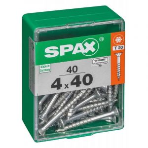 Spax Lot de 40 vis acier t?te autofraisée plate, Diam.4 mm x L.40 mm