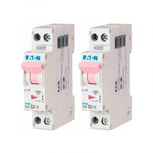 Eaton Lot de 2 Disjoncteurs 2A plg, Ph+N 4,5kA (en 60898) courbe c