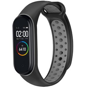 IMoshion Bracelet sportif en silicone Xiaomi Mi Band 3 / 4 - Noir / Gris