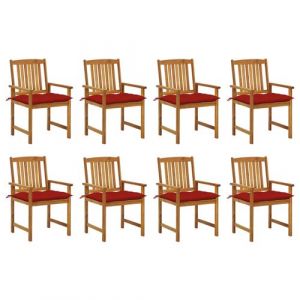 VidaXL Chaises de jardin avec coussins 8 pcs Bois d'acacia solide