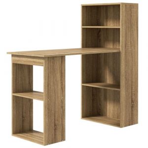 Homcom Bureau informatique 120L x 55l x 120H cm bibliothèque adjacente multi-rangements bois chêne
