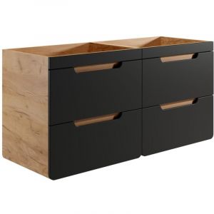 Meuble sous vasque suspendu coloris naturel et anthracite - 120 cm - ARUBA