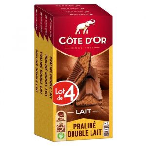 Côte d'Or Cote DOr - 4 Tablettes de chocolat au lait fourré praliné et double lait - (4x200g)