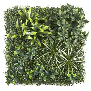 HOME DECO FACTORY, HD0461, Mur Végétal Artificiel Panache 50x50 cm - Plante Décorative Moderne, Effet Naturel, Facile à Installer, Entretien Minimal, Couleur Verte, Design Élégant