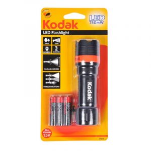 Image de Kodak Lampe torche LED Focus 120 Flashlight 750mW + 3 Piles LR03/AAA HD - Noir