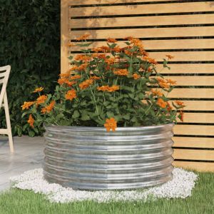 VidaXL Jardinière de jardin Acier enduit de poudre 80x80x36 cm Argenté