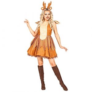 Widmann W MILANO Party Fashion - Costume chevreuil, robe avec jupon, bois de cerf, renne, costume d'animal, carnaval
