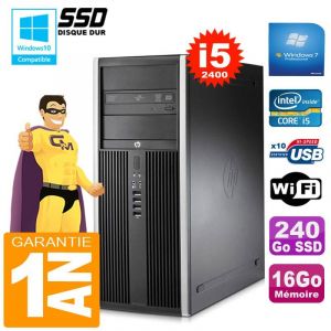 HP PC Tour Compaq 8200 Core I5-2400 Ram 16Go Disque 240Go SSD Graveur DVD Wifi W7