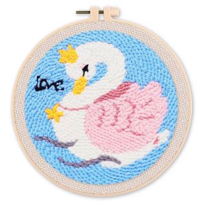 Punch Needle : Cygne Love - avec cadre