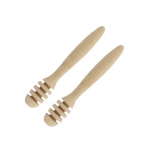 Fackelmann 9313950 Lot de 2 Cuill&egrave;res &agrave; miel torsad&eacute;e, cuill&egrave;re &agrave; miel, Bois, 17 cm
