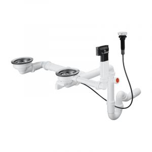 Hansgrohe D17-11 Garniture de vidage automatique pour double cuve granite chroméé