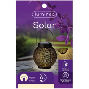 Lumineo Lantern 897539 Solar 16 cm Black Metal
