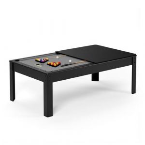 SOKKER Billard Américain convertible table 6places KITBILL 6Ft - 206,5 x 116,5 x 80 cm Plateau dînatoire et accessoires inclus - Noir - Gris