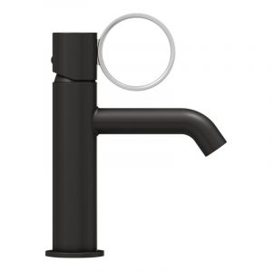 Jacob Delafon Mitigeur lavabo bas Vivienne noir mat avec bague chromée brossée