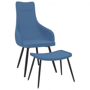 Image de VidaXL Chaise de canapé avec repose-pied Bleu Tissu