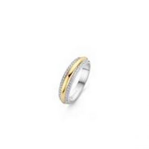 Ti sento Bague 12144ZY - Argent Gaudron Doré Encadré de 2 Anneaux Pavés