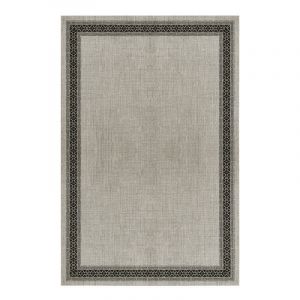 Tapis en vinyle Deblon, Tapis en pvc antid&eacute;rapant et r&eacute;sistant, pour int&eacute;rieur et ext&eacute;rieur, Cadre marron, 80 x 150cm