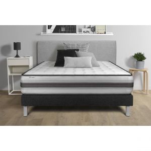 Ensemble matelas 160 x 200 cm Ressorts ensachés et Mémoire de forme VITALPOWER RECOVER - 26 cm - Equilibré - sommier Noir