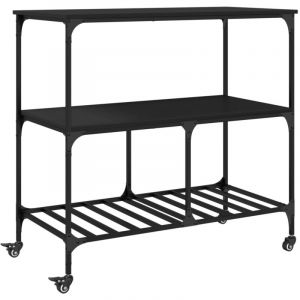 VidaXL Chariot de cuisine noir 100x50x95 cm bois d ingénierie