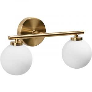 Beliani Applique Murale Moderne à 2 Lumières Salon Salle de bain Abat-jour Globe en Verre Base en Métal Laiton Gijou