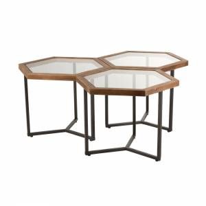 Image de Lot de 3 Tables d'Ap " xagone" 124cm Marron Prix