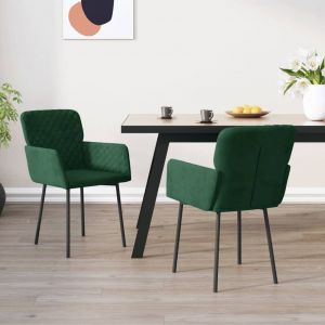 VidaXL Chaises de salle à manger 2 pcs Vert foncé Velours Vert foncé